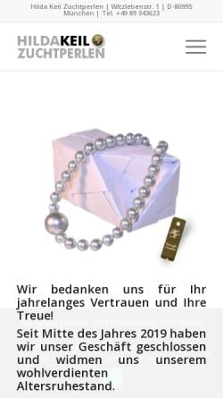 Vorschau der mobilen Webseite www.keil-perlen.de, Hilda Keil Zuchtperlen