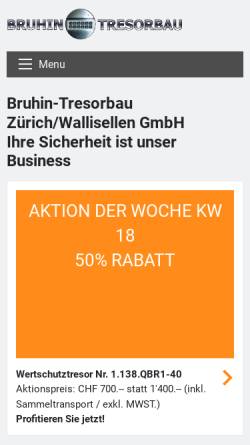 Vorschau der mobilen Webseite www.bruhin-tresorbau.ch, Bruhin Tresorbau