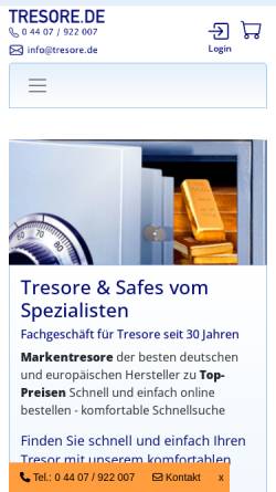 Vorschau der mobilen Webseite www.tresore.de, Wilken Tresore GmbH