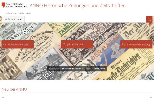 Vorschau von anno.onb.ac.at, ANNO - AustriaN Newspapers Online