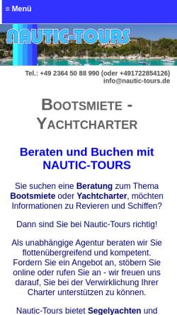 Vorschau der mobilen Webseite nautic-tours.de, Nautic-Tours Charterbüro
