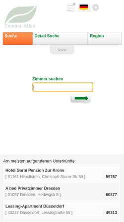 Vorschau der mobilen Webseite www.zimmer-atlas.de, Zimmer-Atlas, André Dietze