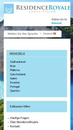 Vorschau der mobilen Webseite www.residenceroyale.de, Residence Royale