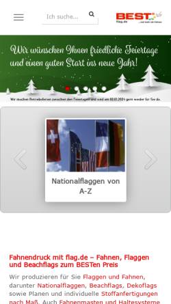 Vorschau der mobilen Webseite www.flag.de, Berliner Stoffdruckerei GmbH
