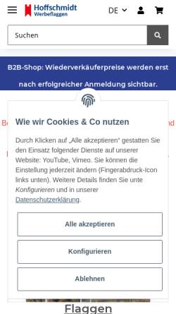 Vorschau der mobilen Webseite www.werbefahnen.de, Druckcenter