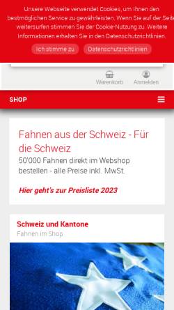 Vorschau der mobilen Webseite www.fahnenfabrik.ch, Fahnenfabrik Sevelen AG