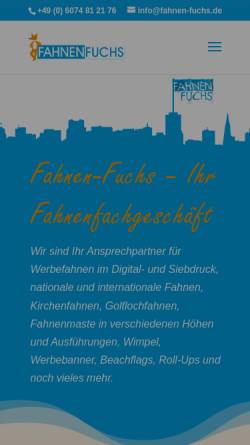 Vorschau der mobilen Webseite www.fahnen-fuchs.de, Fahnen-Fuchs