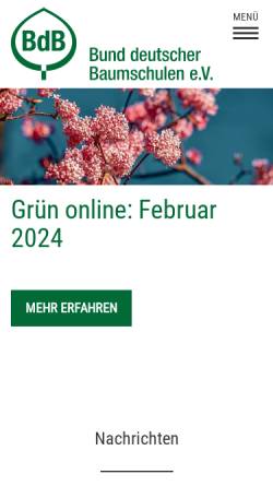 Vorschau der mobilen Webseite www.gruen-ist-leben.de, Bund deutscher Baumschulen (BdB) e.V.