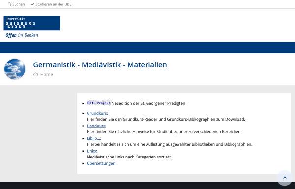 Vorschau von www.uni-due.de, Mediävistik Materialien