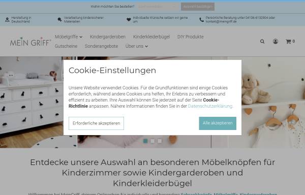 Vorschau von www.meingriff.de, MeinGriff - besondere Möbelgriffe, Garderoben und Kleiderbügel für Kinder und Babys