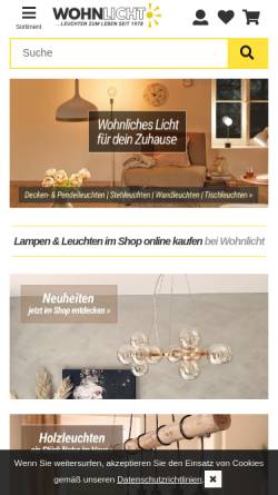 Vorschau der mobilen Webseite www.wohnlicht.com, Wohnlicht Handels GmbH