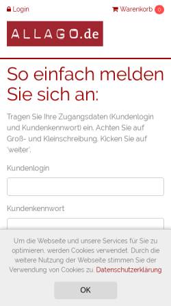 Vorschau der mobilen Webseite www.allago.de, Allago AG