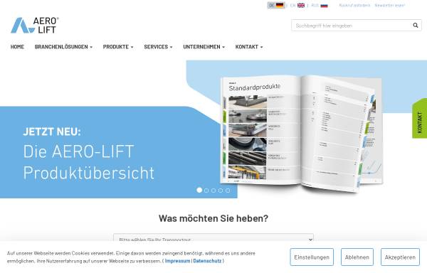 Vorschau von www.aero-lift.de, Aero-Lift Vakuumtechnik GmbH