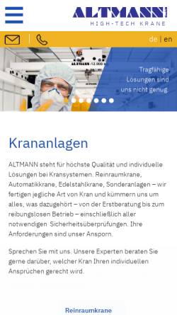 Vorschau der mobilen Webseite www.altmann-foerdertechnik.de, Altmann GmbH