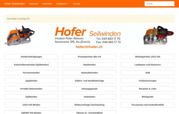 Vorschau von www.hhofer.ch, Hofer Seilwinden & Hebezeuge