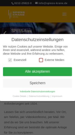 Vorschau der mobilen Webseite www.spiess-krane.de, Ing. Wilhelm Spiess