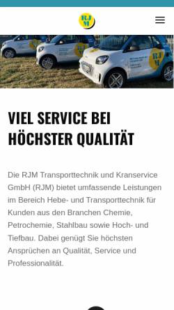 Vorschau der mobilen Webseite www.rjm-gmbh.de, RJM Transporttechnik und Kranservice GmbH