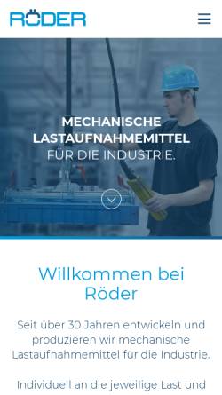 Vorschau der mobilen Webseite www.roeder-gmbh.com, Röder GmbH Manufaktur für Sonderhebezeuge