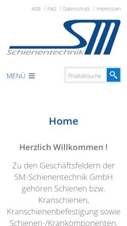 Vorschau der mobilen Webseite www.sm-schienentechnik.de, SM-Schienentechnik GmbH
