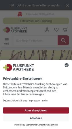 Vorschau der mobilen Webseite www.pluspunkt-apotheke-freiberg.de, Apotheke am Erbischen Tor