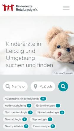 Vorschau der mobilen Webseite www.kinderaerzte-leipzig.de, Kinderärzte-Netz Leipzig e.V.