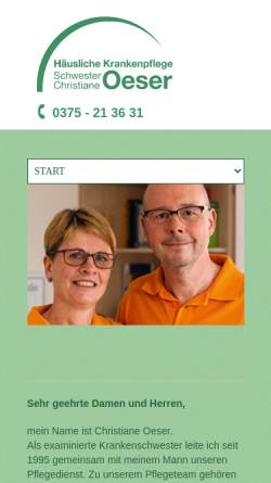 Vorschau der mobilen Webseite www.krankenpflege-oeser.de, Christiane Oeser