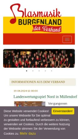 Vorschau der mobilen Webseite www.blasmusik-burgenland.at, Burgenländischer Blasmusikverband