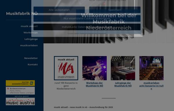 Vorschau von www.musikfabrik.at, Musikfabrik Niederösterreich