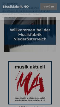 Vorschau der mobilen Webseite www.musikfabrik.at, Musikfabrik Niederösterreich