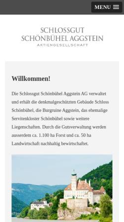 Vorschau der mobilen Webseite www.schoenbuehel-aggstein.at, Schönbühel Aggstein