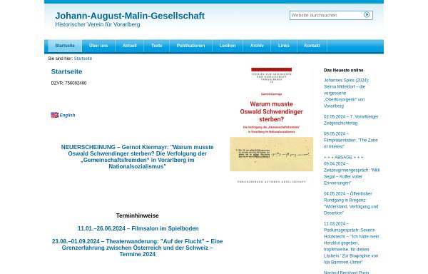 Vorschau von www.malingesellschaft.at, Johann-August-Malin-Gesellschaft und Vorarlberger Autorengesellschaft