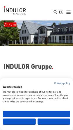 Vorschau der mobilen Webseite www.indulor.com, Indulor Chemie GmbH