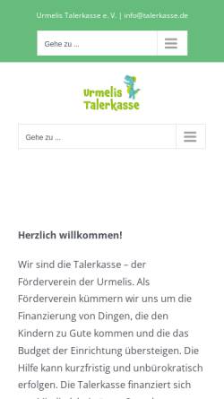 Vorschau der mobilen Webseite www.talerkasse.de, UrmelisTalerkasse e.V.