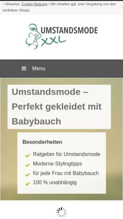Vorschau der mobilen Webseite www.umstandsmode-xxl.de, Steinberger Umstandsmode
