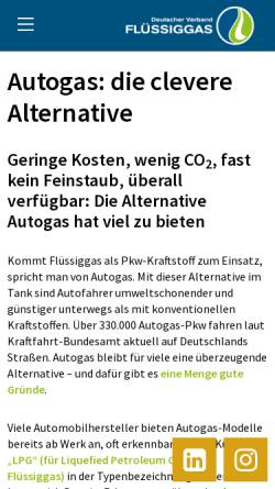 Vorschau der mobilen Webseite www.autogastanken.de, Deutscher Verband Flüssiggas e.V. (DVFG)