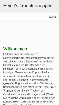 Vorschau der mobilen Webseite www.heide-angerer.at, Österreichische Trachtenpuppen