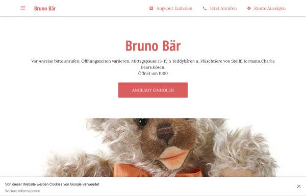 Vorschau von brunobar.business.site, Bruno Bär - Teddybären und Freunde