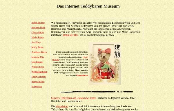 Vorschau von www.teddybaerenmuseum.de, Internet-Teddybärmuseum