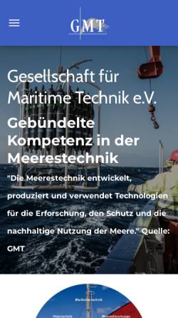 Vorschau der mobilen Webseite www.maritime-technik.de, GMT Gesellschaft für Maritime Technik e.V.