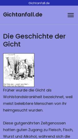 Vorschau der mobilen Webseite www.gichtanfall.de, Gichtanfall