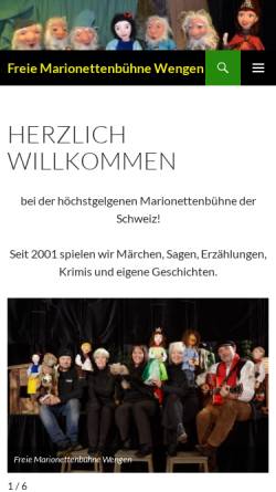 Vorschau der mobilen Webseite www.wengen-marionetten.ch, Freie Marionettenbühne Wengen