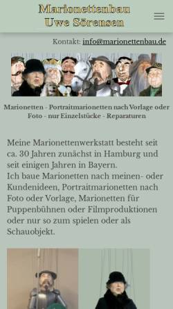 Vorschau der mobilen Webseite marionettenbau.de, Uwe Sörensen
