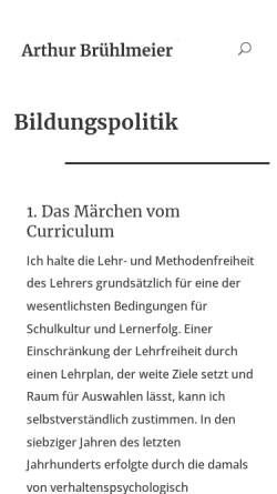 Vorschau der mobilen Webseite www.bruehlmeier.info, Arthur Brühlmeier: bildungspolitische Themen