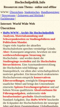 Vorschau der mobilen Webseite www.hopo-www.de, Hochschulpolitik Info