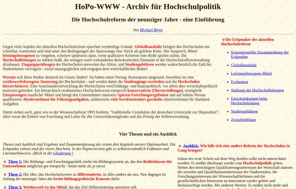 Vorschau von www.hopo-www.de, HoPo-WWW - Archiv für Hochschulpolitik