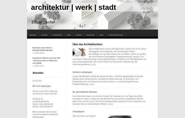 Vorschau von www.architekturwerkstadt.de, Edgar Benfer, Architekt