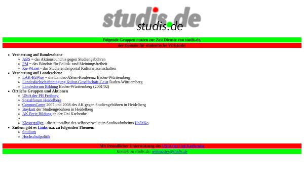 Vorschau von www.studis.de, Studis.de - Domain für studentische Verbände