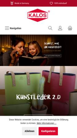 Vorschau der mobilen Webseite www.kalos.de, Kalos-Lederwaren Kuno Preßl KG