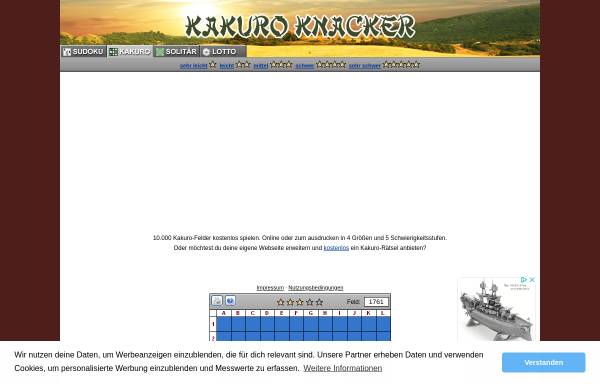 Vorschau von www.kakuro-knacker.de, Kakuro Knacker