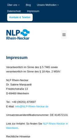 Vorschau der mobilen Webseite www.nlp-rhein-neckar.de, Marquardt, Dr. Sabine